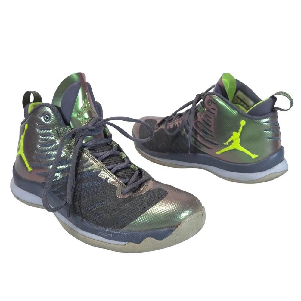 Nike Jordan Super Fly 5 Mens 11 Basketball Shoes Grey Lime Iridescent 844677-002